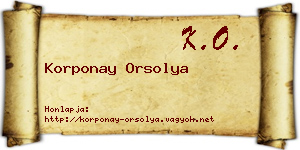 Korponay Orsolya névjegykártya